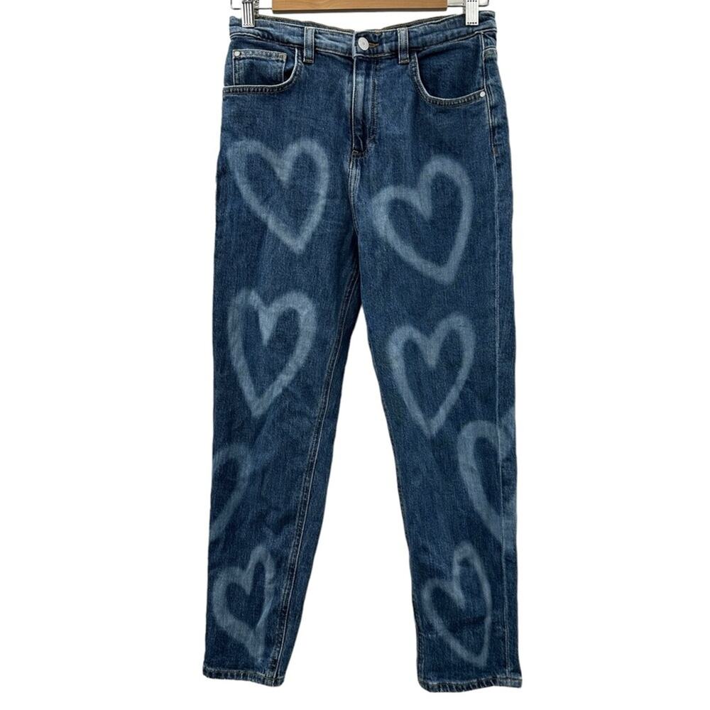GUESS Heart Print Mom Jeans Girls' Size 16‎ Medium Wash 5 Pocket Big Girls Denim